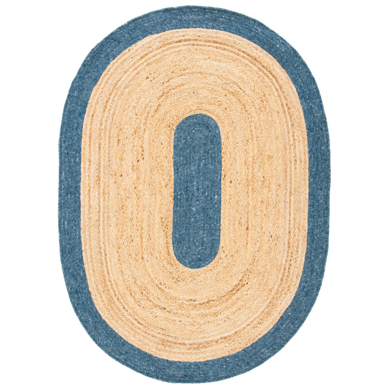 Novack Hand Woven Jute/Wool/Cotton Rug in Natural, Oval 5' x 7'