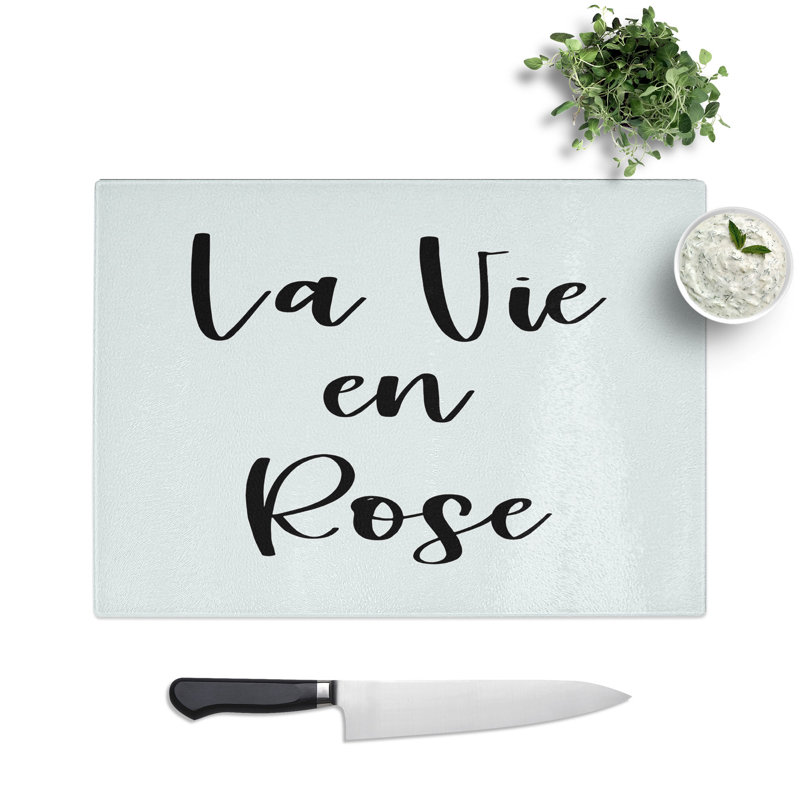 La Vie En Rose Typography Chopping Board, 20cm W x 28.5cm L