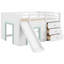Lit mezzanine bas pour enfants avec glissade amusante et tiroirs de rangement cachés-779491268