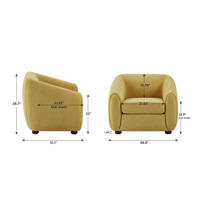 Fauteuil demi-tonneau en polyester 36,6 po Mykel, Mélange de polyester marguerite