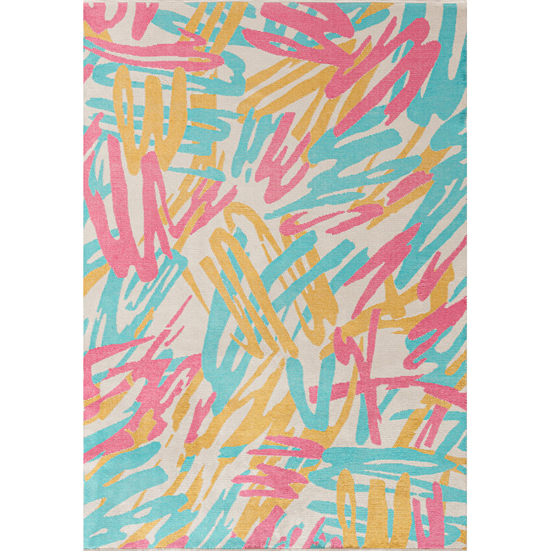 Danyalle Abstract Hand Loom Indoor / Outdoor Area Rug, Rectangle 7'10" x 9'10"