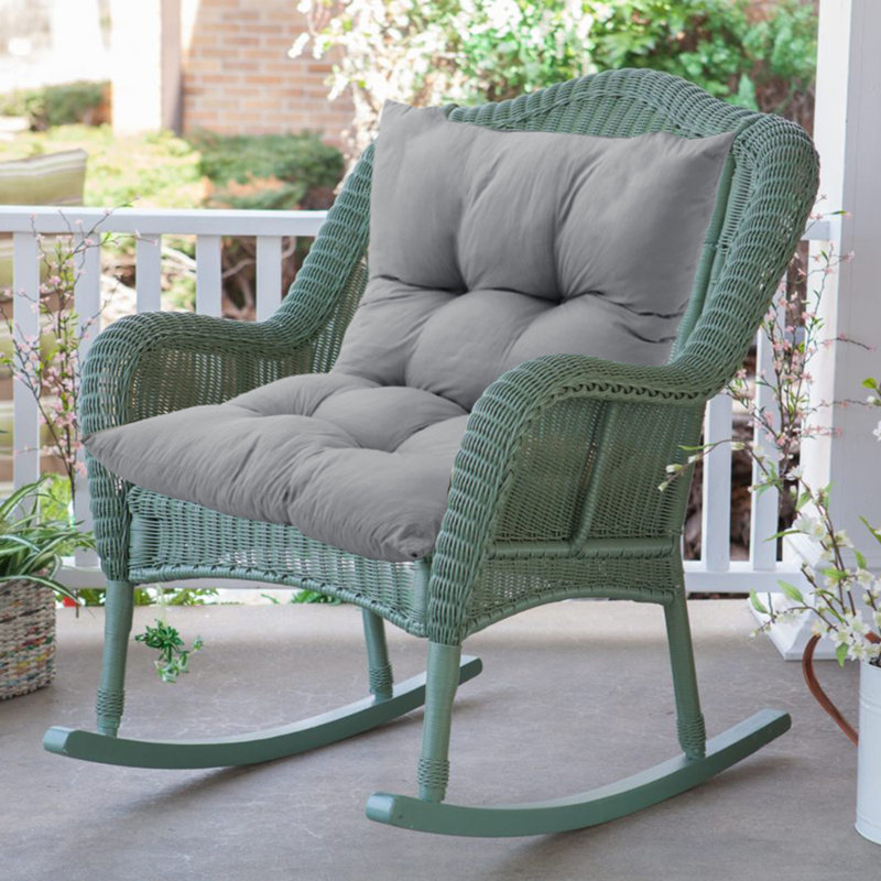 Garden Bench Seat and Back Cushion, Light Grey, 15cm H x 120cm L x 80cm W