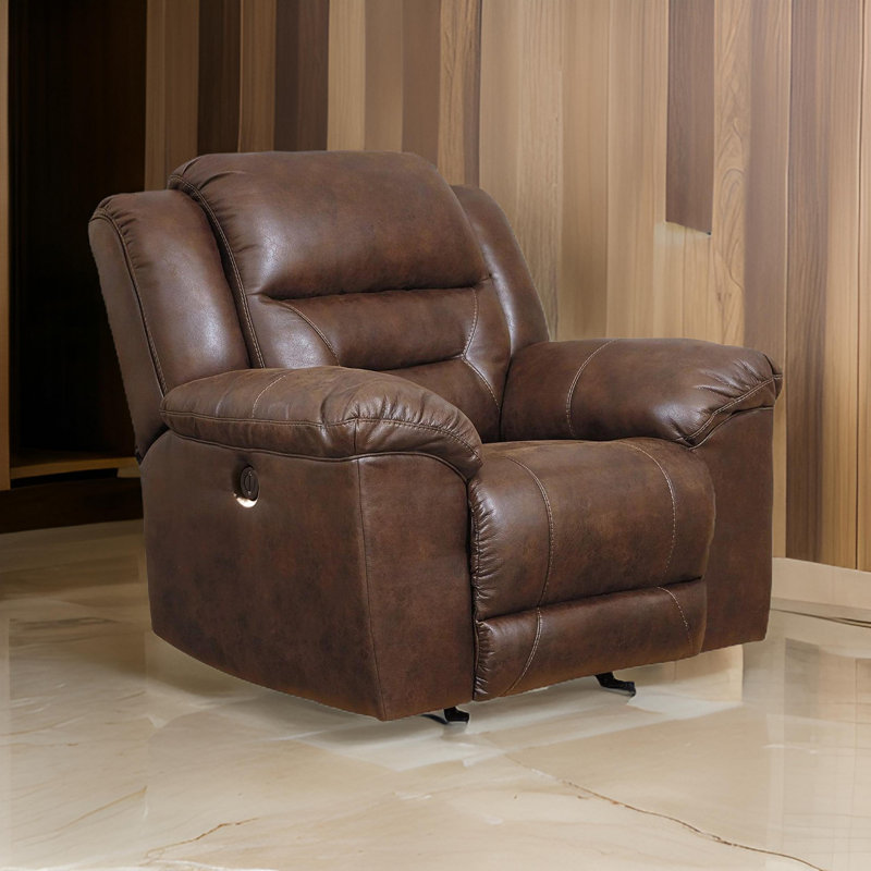 Jarnigan Recliner, Brown Faux Leather