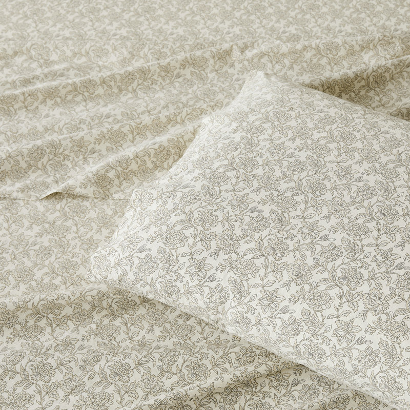 Ensemble de draps en coton Zara, Beige, Ensemble de draps pour grand lit avec 2 taies d'or