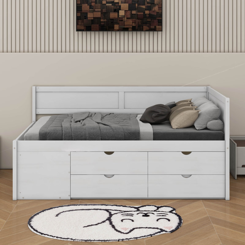 Daybed With Drawers And Shelves, Full/Doule, White