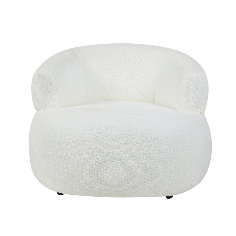 Upholstered Soft Touch Textured Club Chair, White