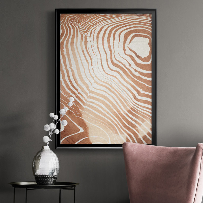Toile de qualité supérieure avec grain de bois Suminagashi II, prête à être accrochée, H 24,5 po x l 18,5 po x P 1 po