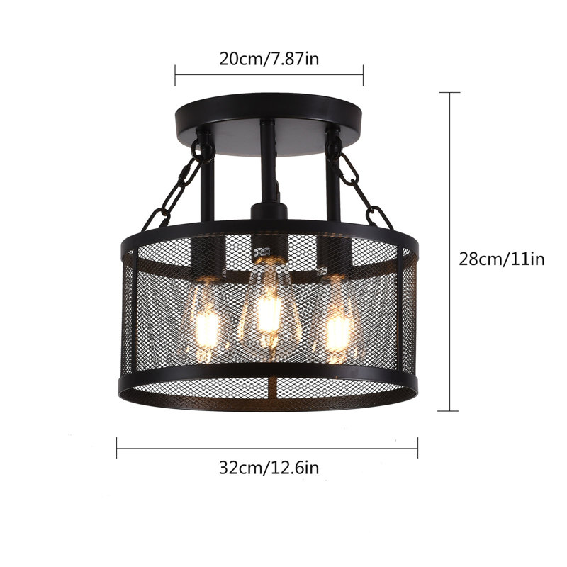 Plafonnier semi-encastré en métal 3 lumières