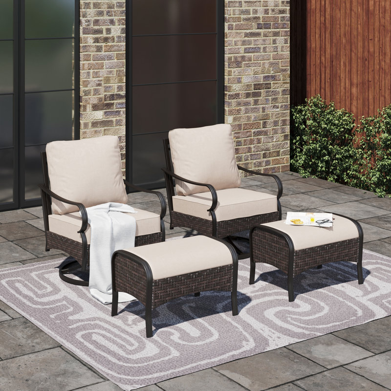 Swivel Patio Chair With Cushions And Ottoman