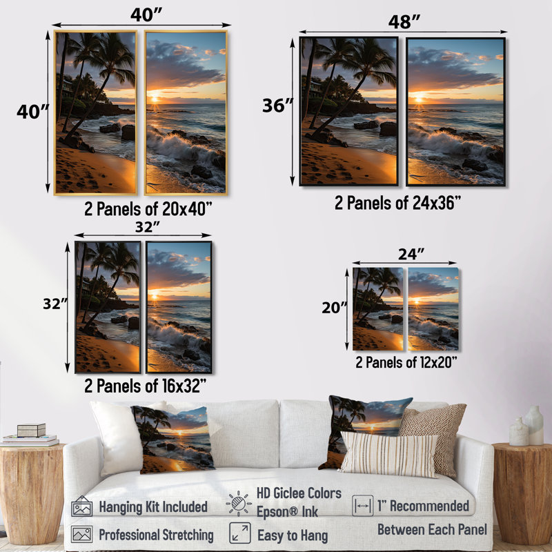 «Aloha Tropical Dreamscape I - Cityscapes Maui», art mural, H 20 po x l 24 po, Noir, noir, noir, noir