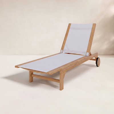 Marihelen 29" Teak Patio Chaise Lounge