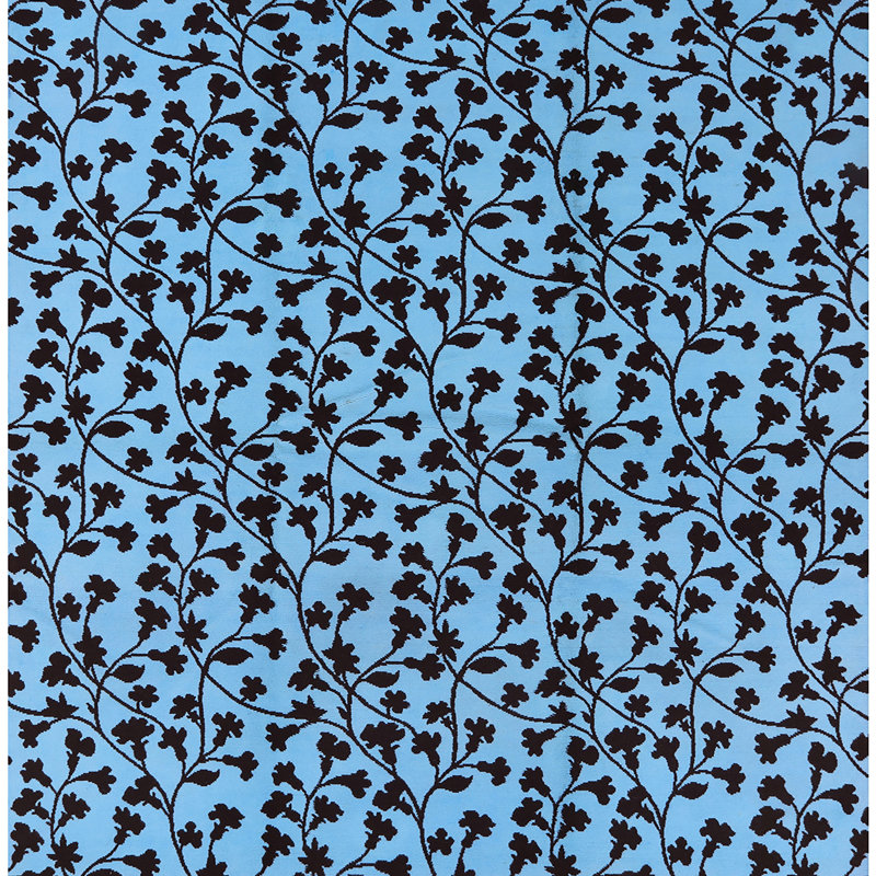 Tapis bleu à motif floral Pompton, Carré 3 pi