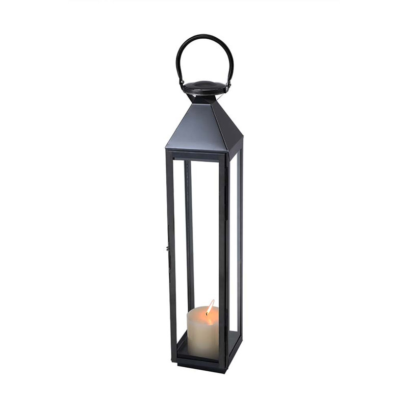 Stainless Steel Floor Lantern, 70cm H x 15cm W x 15cm D, Black