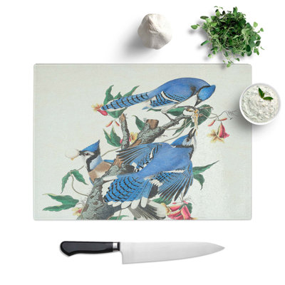 Tempered Glass Jay Birds Chopping Board