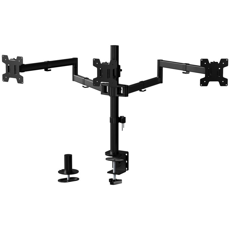 Adjustable Triple Monitor Mount for 13-27 inch Screens, 22 lbs per Arm