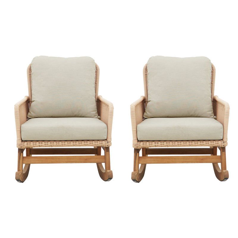 Ensemble de 2 chaises berçantes de patio, Beige