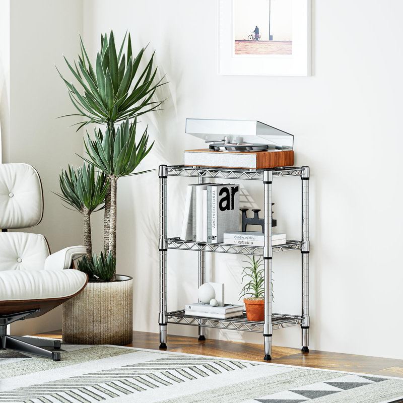 Étagère de rangement en métal à 3 niveaux, 28,6 po x 21,7 po x 11,8 po, Chrome chrome