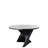 Waterfall Round Marble Dining Table Set with Sculptural Base and 6 Woven Strap Chairs – 7-Piece Modern Dining Set with Metal Frame