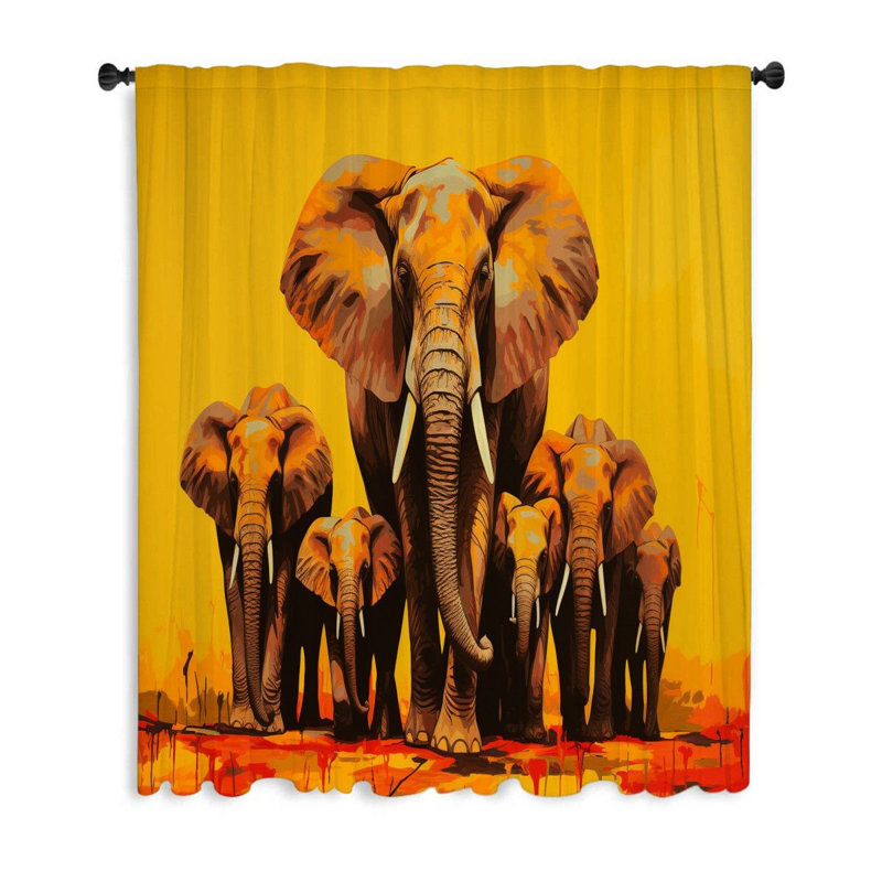 Rideaux éléphant, occultant et voilage - 1 panneau, L 53 po x L 87 po