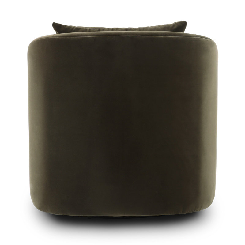 Redmond 31.5" W Suede Swivel Armchair, Surrey Olive Cotton Blend