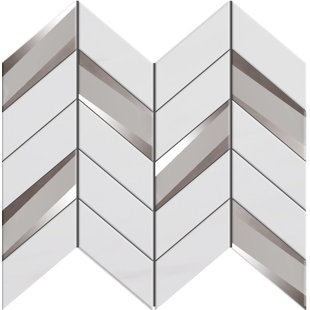 Carreau de mosaïque murale à chevrons en marbre 2 po x 5 po Vena