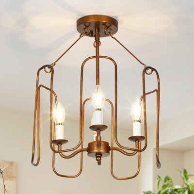 Classic Bronze 6-Light Mid-Century Geometric Drum Interior Candle Style Chandelier -  Rosdorf Park, 435A0F7C5BE04A06AF91762A91AC9415