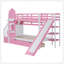 Lit superposé simple au-dessus d'un lit simple avec 2 tiroirs, 3 tablettes et glissière - rose
