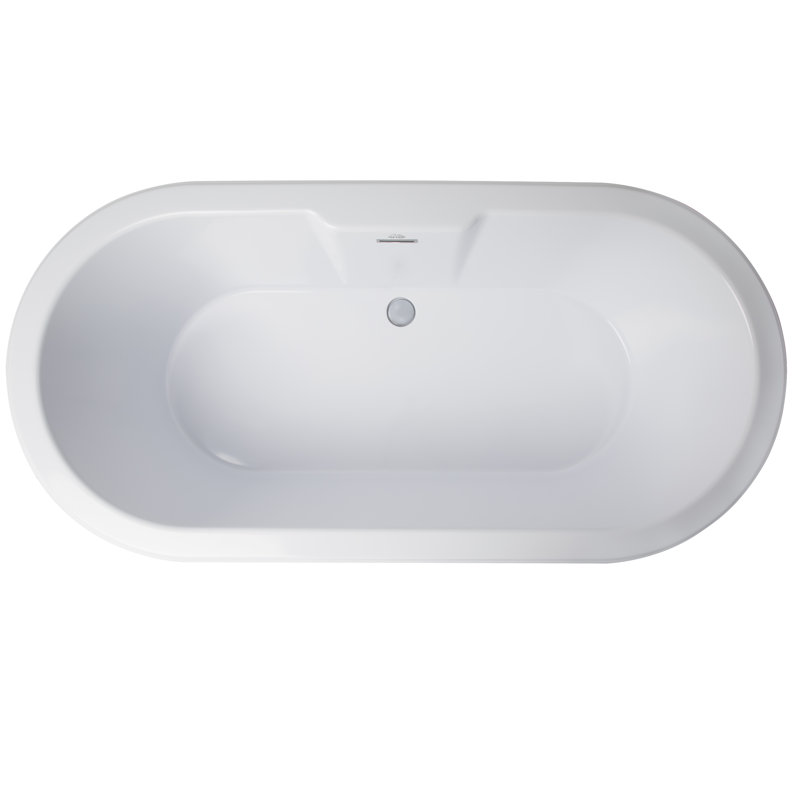 Baignoire à piédestal à surface solide 66 "x 32" Metro, Blanc brillant