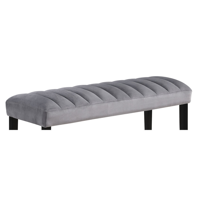 1Pc Gray Black Bench Dining Room Velvet Fabric Upholstery Kitchen Dining Wooden Furniture