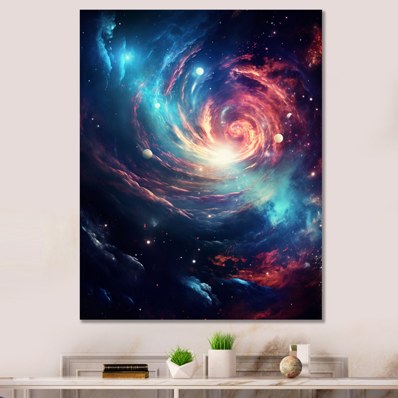 «Vibrant Space Galaxy», reproduction d'art flamant, H 20 po x l 12 po x P 1 po, Toile tendue