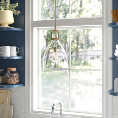 Borgen Dimmable Bell Pendant with Seeded Glass Shade