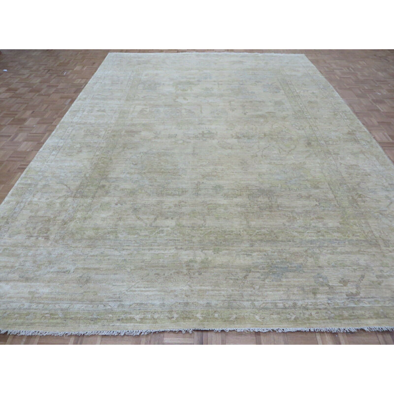 Tapis oriental beige Oushak fin noué à la main 10 pi 3 po x 14 pi Ushak Cabda3B5085847D087DC74BF2BC790C7