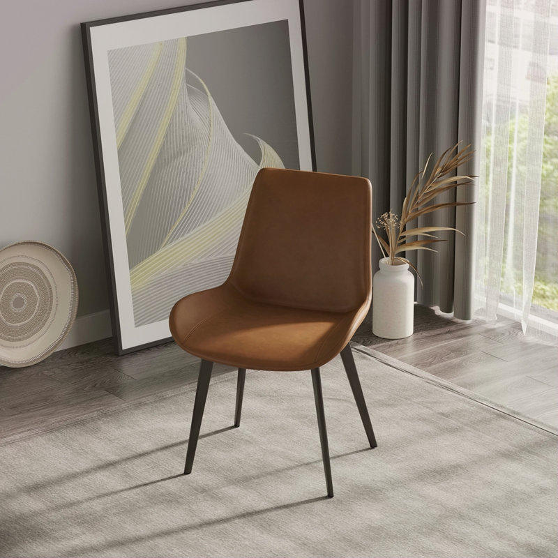 Chaise de salle à manger moderne avec pieds en métal - 4 pièces / pièce, Brun, 4