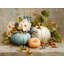 Automne citrouilles et fleurs sur toile tendue-1206111691