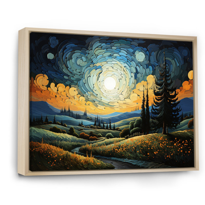 «Vangogh The Swaying Cypress III», art mural sur toile Vangogh, H 12 po x l 20 po x P 1 po, Cadre naturel flottant