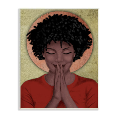 Stupell Industries Hopeful Woman In Prayer Geometric Sun Shape By Marcus Prime - Graphic Art On Canvas In Wall Plaque