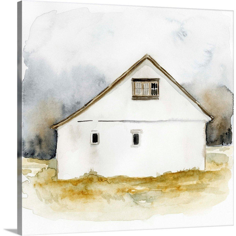 Reproduction d’art sur toile, "Barn Watercolor I" par Victoria Barnes, Toile tendue, H 48 po x l 48 po x P 1,25 po