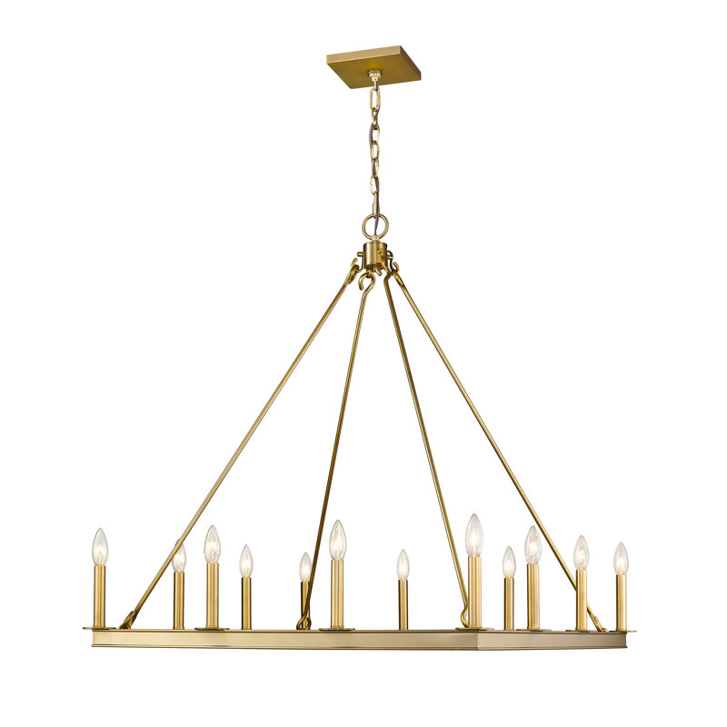 Hogle 12 - Light Dimmable Geometric Chandelier, Olde Brass