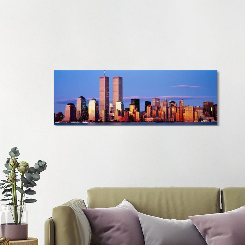 Skyscrapers In A City, Manhattan, New York City, New York State, USA - Wrapped Canvas Panoramic Print