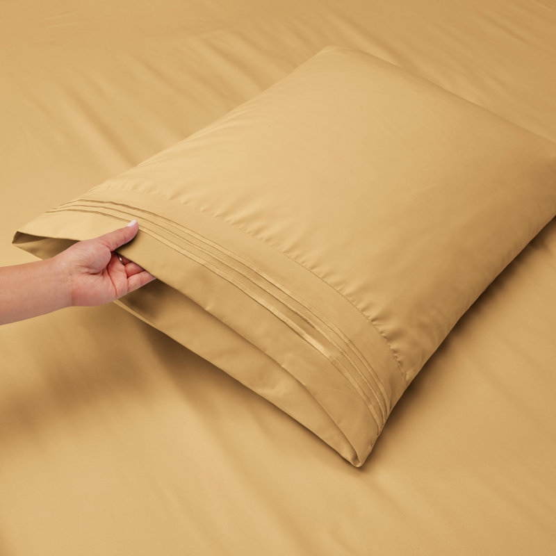 Microfiber Sheet Set, Twin Sheet Set + 1 Fitted Sheet + 3 Pillowcases, Camel Gold
