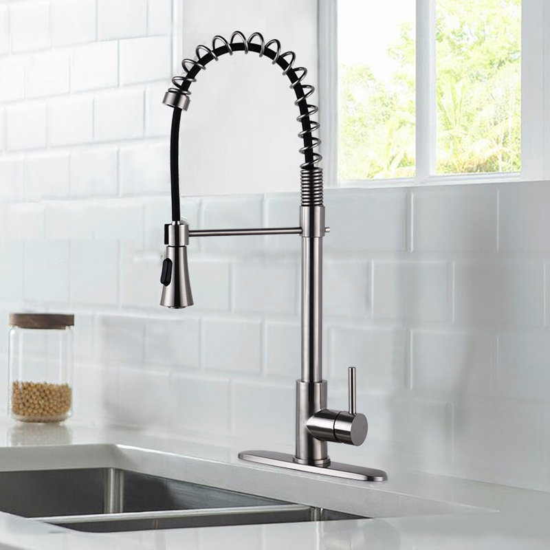 BATHLET Pull Out Kitchen Faucet, Brushed Nickel