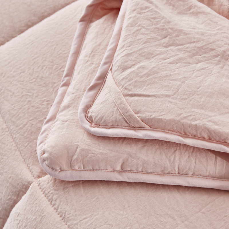 SALOMON Pre-washed Microfiber Reversible 3 Piece Comforter Set, Queen Comforter + 2 Standard Shams, Peach Pink