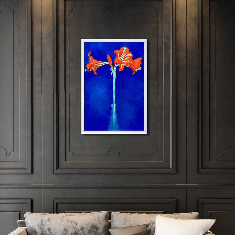 «Amaryllis» par Piet Mondrian, reproduction d'art sur toile encadrée, H 38,75 po x l 29 po x P 2 po, Cadre blanc