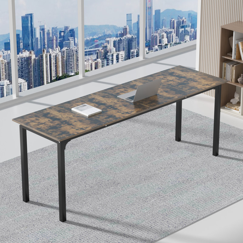  55" Conference Table, Modern Office Meeting Table With Metal Frame, Brun, H 27,6 po x L 79 po x l 23,6 po