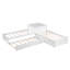 Lit plateforme en L avec lit gigogne, tiroirs et bureau intégré, lit simple 3 en 1