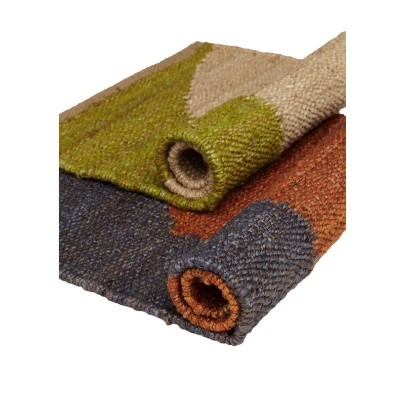 Rectangle Abstract Flatweave Hemp Area Rug in Red/Gray, Rectangle 6' x 9'