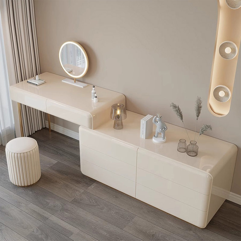 Coiffeuse avec miroir lumineux, 8 tiroirs, 1 chaise