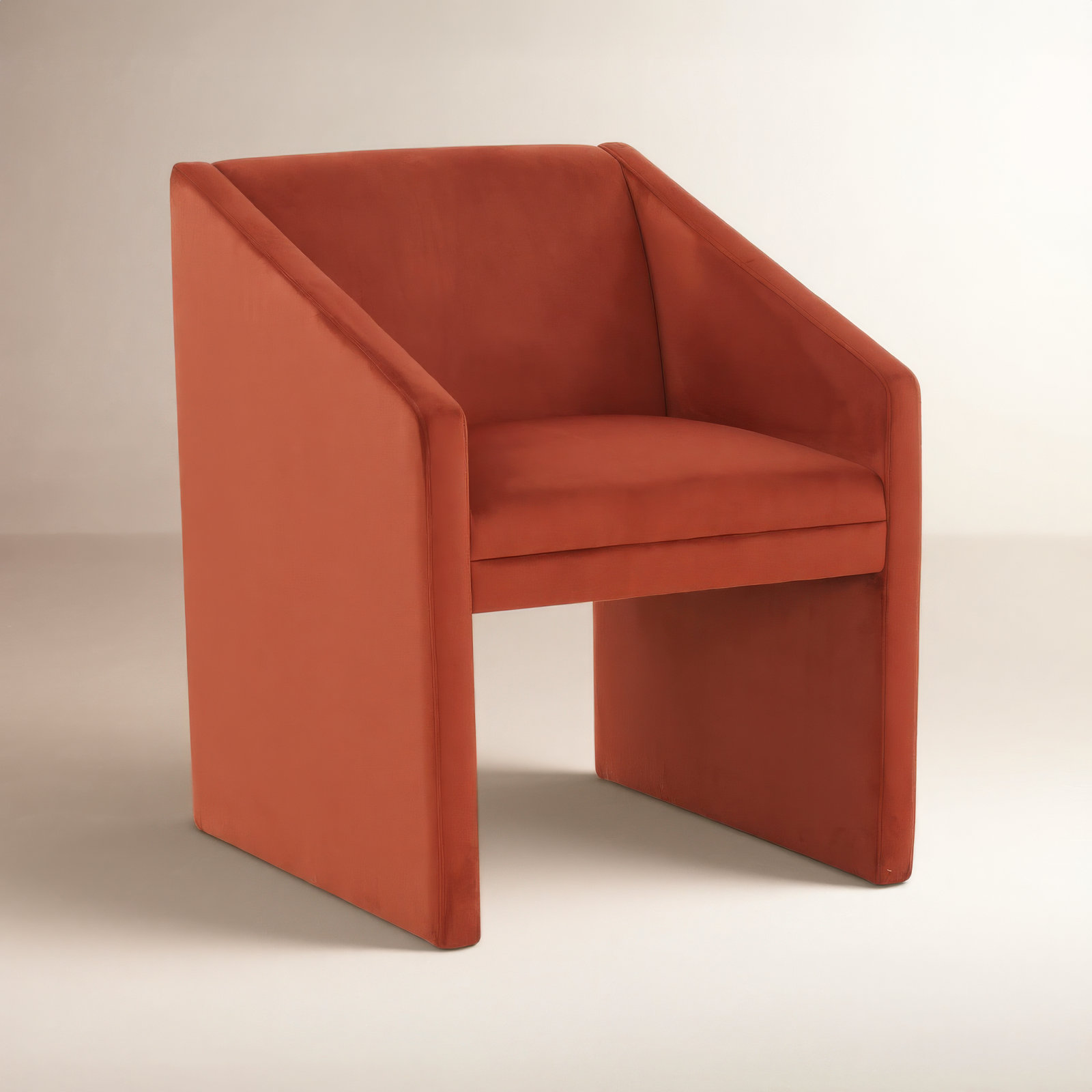 Dimeo Linen Armchair, Rust Velvet
