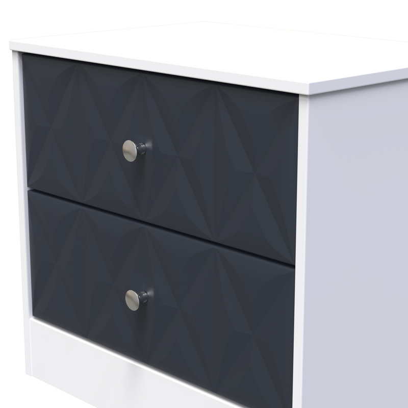 Ceinwen 58cm W Manufactured Wood Bedside Table, Indigo Matt/White