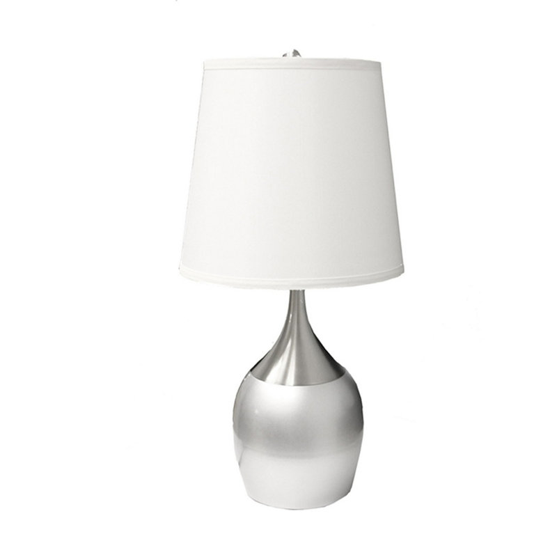 Lampe de table 24 po avec abat-jour blanc 24 po, Argent argent